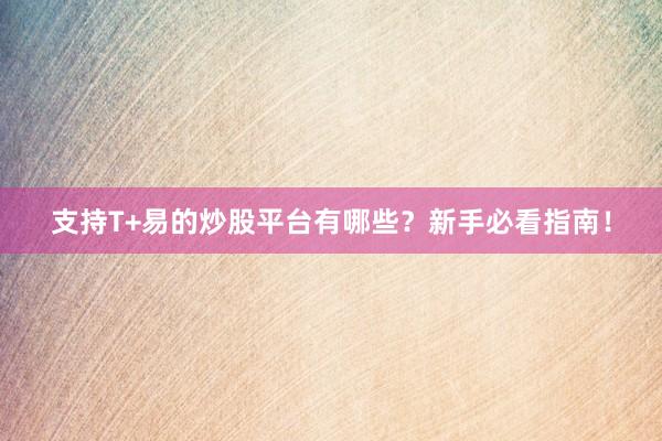 支持T+易的炒股平台有哪些？新手必看指南！