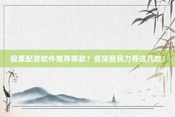 股票配资软件推荐哪款？资深股民力荐这几款！