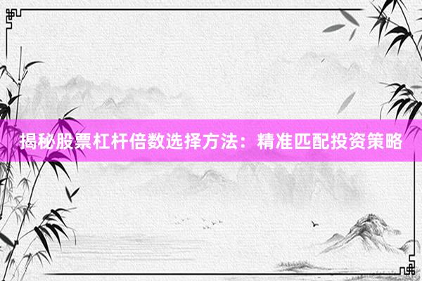 揭秘股票杠杆倍数选择方法：精准匹配投资策略