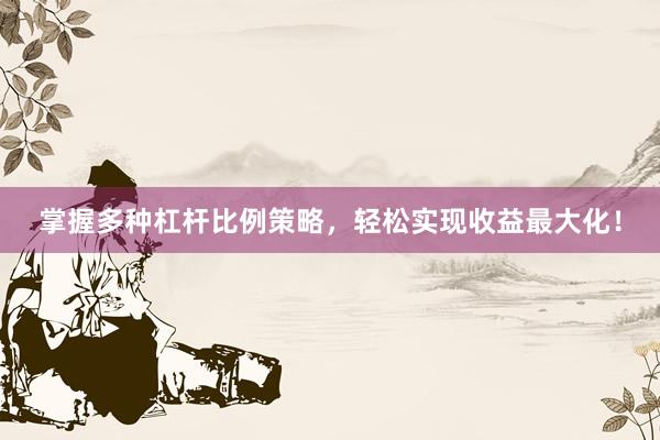 掌握多种杠杆比例策略，轻松实现收益最大化！
