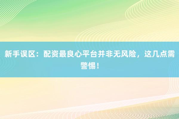 新手误区：配资最良心平台并非无风险，这几点需警惕！