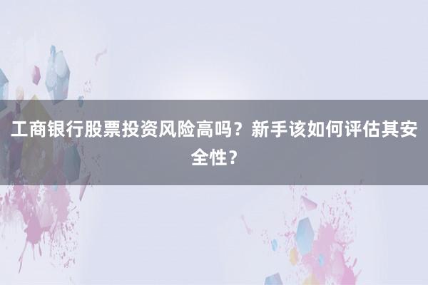 工商银行股票投资风险高吗？新手该如何评估其安全性？