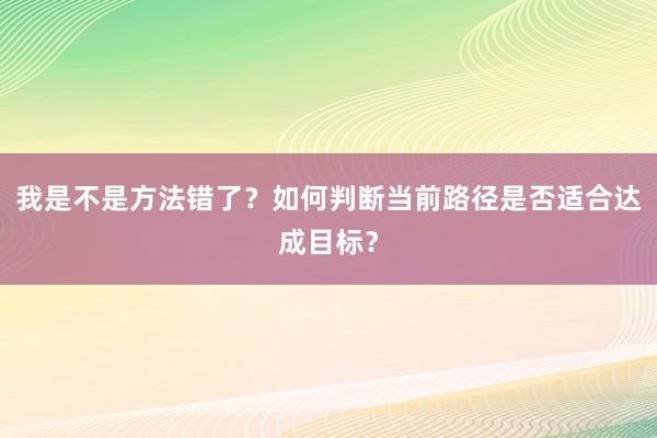 我是不是方法错了？如何判断当前路径是否适合达成目标？