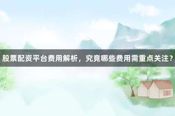 股票配资平台费用解析，究竟哪些费用需重点关注？