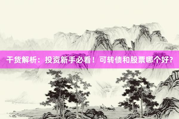 干货解析：投资新手必看！可转债和股票哪个好？