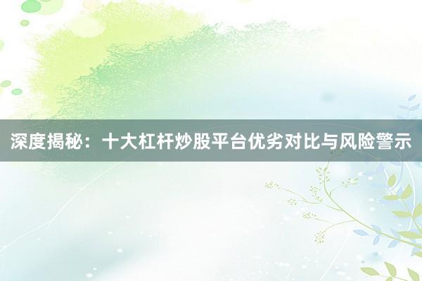 深度揭秘：十大杠杆炒股平台优劣对比与风险警示