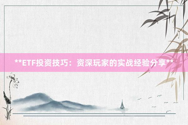 **ETF投资技巧：资深玩家的实战经验分享**