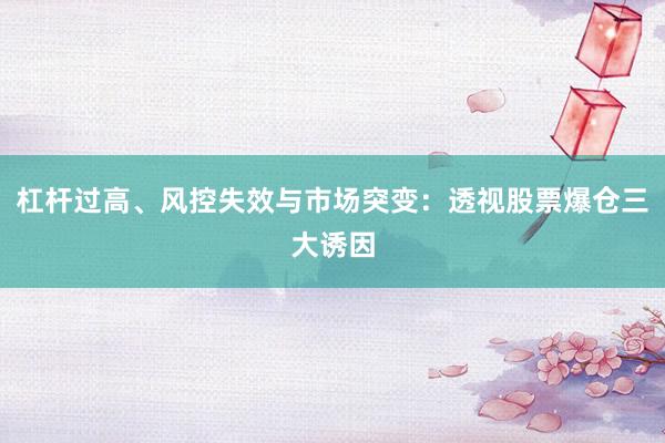 杠杆过高、风控失效与市场突变：透视股票爆仓三大诱因