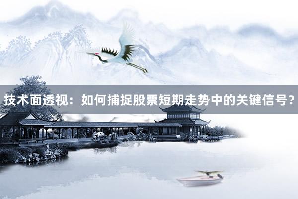 技术面透视：如何捕捉股票短期走势中的关键信号？