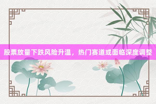 股票放量下跌风险升温，热门赛道或面临深度调整