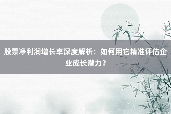 股票净利润增长率深度解析：如何用它精准评估企业成长潜力？